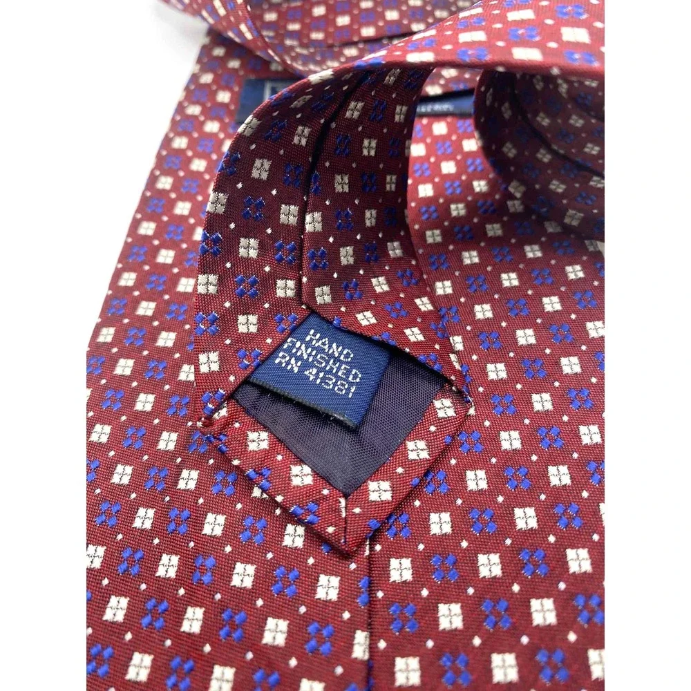 Vintage Polo Ralph Lauren Silk‎ Necktie Men's red white blue micro geometric tie